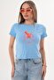 Women's Print Detailed Crew Neck T-Shirt - 260139 - 4