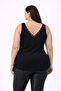 Women's Front and Back Lace Detailed V-Neck Plus Size Undershirt - 3
