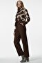 Women's Gray Melange Patterned Scarf Wool Blend Alya Sweater - 2