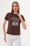 Women's Printed Detailed Crew Neck T-Shirt - 260069 - 3