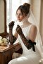 Pearl Whisper Pearl Detailed Long Tulle Opera Gloves |   Elegant Special Design with a Touch of Bow - 2