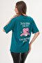 Women's Crew Neck Oversize T-Shirt with Back Print Detail - 260151