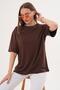 Women's Crew Neck Oversize T-Shirt with Back Print Detail - 260151 - 2