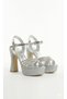 Women's High Platform Heeled Stone Evening Dress Shoes - 3