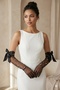 Pearl Whisper Pearl Detailed Long Tulle Opera Gloves |   Elegant Special Design with a Touch of Bow - 3