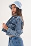 Women's Tassel Detailed Short Denim Jacket - 260179 - 2