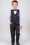 Boy's Shawl Collar and Pocket Detail Cepken Gabardine Shirt with Bow Tie Black Suit - 2