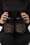Women's Black-Gold Buckle Sequined Ballerinas 1cm Byndpul01 - 4