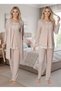 Women's Mink Long Sleeve Elegant Lace Detailed Design Maternity Pajama Set