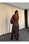 Brown Pleated Skirt with Elastic Waistband - 3375 - 7