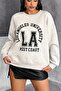 Losangeles Printed Beige Color Crew Neck Relaxed Fit Sweatshirt - 5