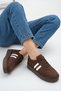 Eloveva Brown Thick Sole Lace-Up Suede Striped Orthopedic Daily Women's Sports Shoes - 6
