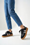 Flarora Black and White Unisex Thick Sole Lace-Up Rustic Striped Suede Orthopedic Daily Comfortable Lightweight Sports Shoes - 6