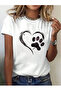 Cotton Crewneck Printed Skirt Oval White Basic T-Shirt