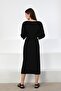 Black V-Neck Slit Viscose Women's Knitwear Sweater - 5