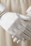 Ivory Pearl Detailed Bowknot Ankle-Length Bridal Gloves |   Elegant and Special Design Premium Series - 4