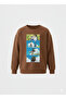 Figure Printed Brown 3-Yarn Comfortable Warm Sweatshirt for Girls/Boys - 2