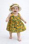 Sweet Baby Girl Lemon Patterned Summer Dress with Hat Sleeveless Cotton Dress - 6