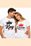 King Queen Couple T-Shirt Set – Matching Couples Shirts, 100% Cotton, Valentine & Anniversary Gift