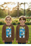 Figure Printed Brown 3-Yarn Comfortable Warm Sweatshirt for Girls/Boys