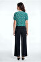 Women's Crew Neck Short Sleeve Patterned Turquoise Crop Top Carmen - 3