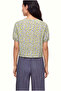 Women's Crew Neck Short Sleeve Patterned Khaki Crinkle Crop Top Carmen - 4