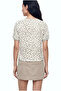 Women's Crew Neck Short Sleeve Patterned White Cropped Top Carmen - 4