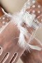 Noir Poème Polka Dot Tulle Ankle Length Bridal Gloves |   Special Design with Feather and Flower Detail - 4