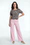 Women's Crew Neck Short Sleeve Patterned Multi-Color Crop Top Carmen - 2