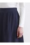 Lcw Modest Navy Blue Textured Flared Skirt with Elastic Waist - 3