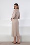 Beige Midi Length Pleated Viscose Women's Knitwear Skirt - 2