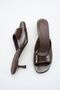 Heeled women's slippers - 5 cm thin heeled blunt toe women's slippers coffee yanki - 4
