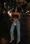 Women's Stone-Embellished Trend Snow-Wash Blue High-Waisted Palazzo Design Jeans - 2