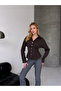 Women's Corset Detailed Gold Buttoned Brown Shirt - 6