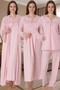 New Season Pink Elegant Lace Detailed Long Sleeve Special Design Dressing Gown Nightgown Pajama Set - 4