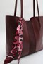 Women's Burgundy Leather Large Size Scarf Detailed Puppy Hand, Arm and Shoulder Bag - 7