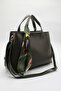 Women's Khaki Large Size Double Handle Scarf Detailed Hand, Arm and Shoulder Bag