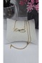 Zircon Stone M.K. Ataturk Signature Gold Color Steel Necklace Non-Tarnish-45Cm - 4