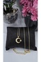 Zircon Stone Thin Moon Star Steel Necklace Gold Color Does Not Tarnish -45Cm - 6