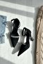 Jeremy Black Suede Pointed Toe Heeled Shoes with Stone Bow (8 cm Heel) - 4