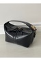 Black Women's Leather Lockable Gondola Hand and Shoulder Bag