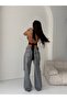 TREND SPECIAL DESIGN WIDE LEG PALAZZO JEAN DENIM RIPPED DETAIL PANTS - 4