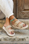 Summer Suede Stone Detailed Iron Buckle Women's Slippers