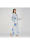 White and Blue Tropical Leaf Print, Embroidered Coord Set - 4