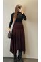 Plum Gathered Waistband Skirt - 3366