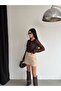 Women's Bitter Brown Degaje Collar Lace Detailed Blouse - 6