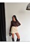 Women's Bitter Brown Degaje Collar Lace Detailed Blouse