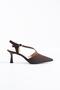 Lotas Cross Strap Open Back Women's Heeled Shoes Brown Satin - 3