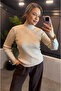 Cream High Neck Knitwear with Sleeve Detail - 8