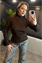 Brown High-Necked Knitwear with Sleeve Detail - 8
